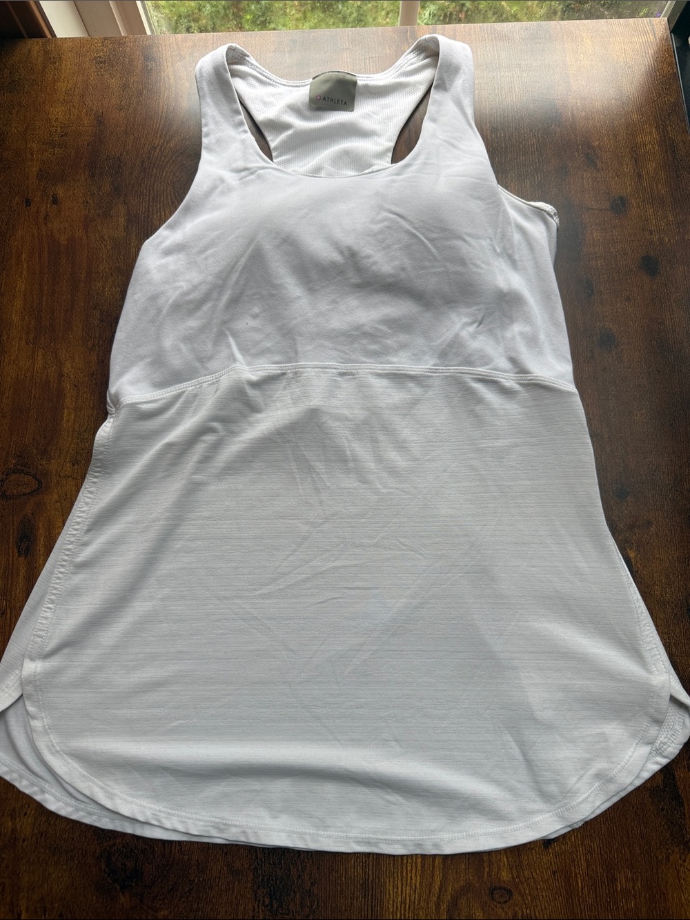 Athleta White Racerback Athletic Tank Top Built In Bra Zip Pocket Women’s